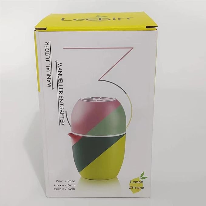 Hand Juicer - Citrus Juicer with Lemon Shape - Hand Lemon Juicer with Two Press Options for Different Fruits (Yellow)