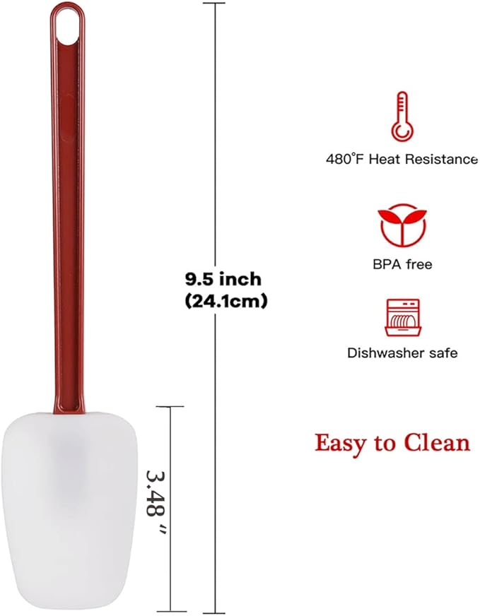 Commercial Spoonula Rubber Spatula Set, High Heat Spatula Spoon 9.5 Inches, Commercial Spatula for Cooking, Rubber Spatula Set Resistant to 500℉ (2 Spoonulas 9.5")