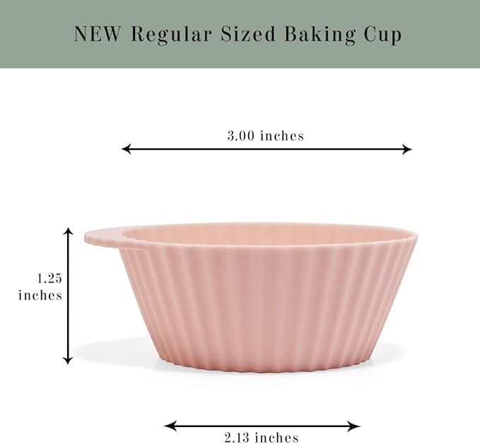 The Silicone Kitchen Reusable Silicone Baking Cup Silicone Muffin Liners for Cupcakes, BPA Free, Regular, 24 Pack, Pink Gray Blue