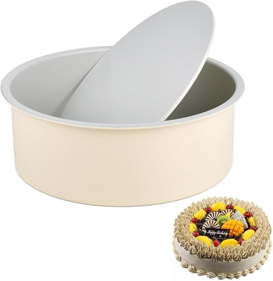 Guowall 8 inch Cake Pan Removable Bottom Carbon Steel with Nonstick Coating Chiffon Cake Tin Round Shaped Cheese Cake Mould for Baking - Cream Color