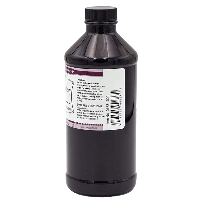 LorAnn Oils Strawberry Bakery Emulsion: True Essence, Ideal for Boosting Fruit Tones in Cakes, Cookies & Desserts, Gluten-Free, Keto-Friendly, Extract Substitute Essential for Your Kitchen, 16 Oz