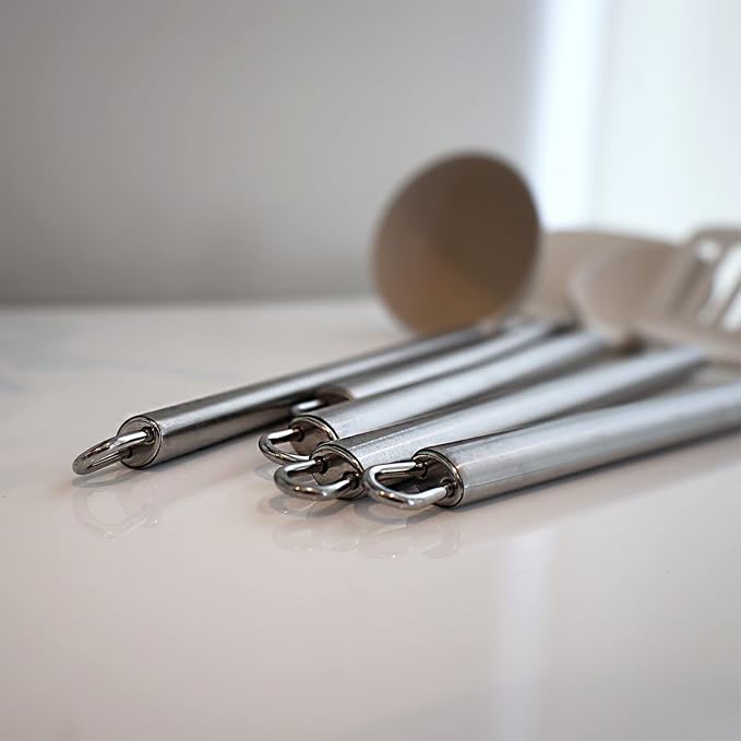 Beille Cream Wheat Straw Spoon with Stainless Steel Handle Kitchen Utensils, 13 Inch