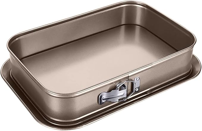 Meleg Otthon Springform Cheesecake Pan - Leakproof, Nonstick, Rectangle, Removable Bottom, Gold (15.7" x 11" x 2.6")