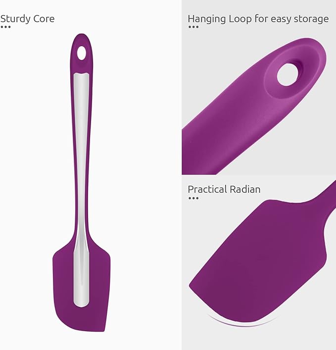 Heat Resistant Silicone Large Spatula: U-Taste 600ºF High Heat Flexible 11.38in Silicon Mixing Stirring Cooking Scraping Baking Bowl Scraper Seamless Spreader for Kitchen Nonstick Cookware (Purple)