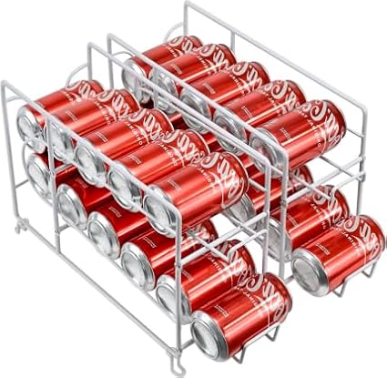 SUFAUY Soda Can Organizer Rack, Stackable Beverage Can Dispenser Holder for Pantry/Refrigerator, Set of 2, White