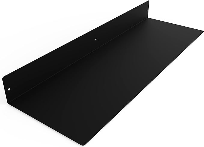 DIY CARTEL Made in USA Linear Floating Shelf - Steel/Metal - Professionally Powder Coated - Industrial Heavy Duty Wall Mounted Modern Rustic Shelf Ledge (24-in X 8-in Powder Coated Matte Black)