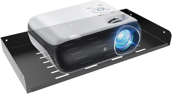 JINGCHENGMEI Metal Floating Wall Mounted Shelf Bracket for AV, TV Accessories, WiFi Router, TV Box, Cable Boxes, DVD Player, Games Consoles or Other Small Projectors (16.6 inches Width)