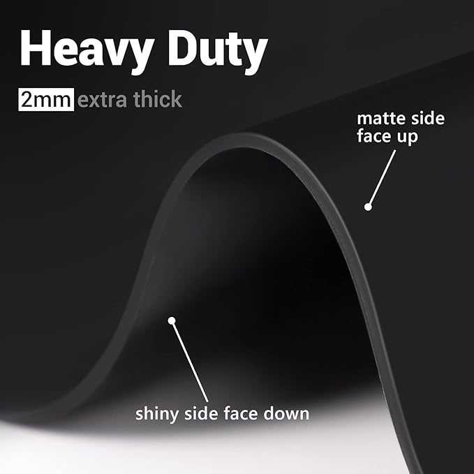 Ewen 2mm Thick Silicone Mats for Kitchen Counter, 27.6x19.5in Heat Resistant Silicone Baking Mat, Large Placemat Pastry Countertop Protector Mat Hot Pad for Stove Coffee Maker Air Fryer Toaster Black