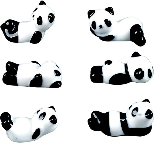 YEYILILINHONG 6PCS Cute Ceramic Panda Chopsticks Rest Rack Stand Holder for Chopsticks, Ceramic Ware Chopsticks Stand Rest Rack，Gift for Boys Girls Kids