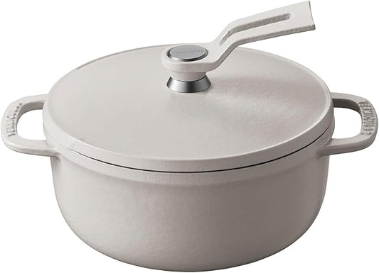 Vermicular Oven Pot 2.0 | Lightweight Enameled Cast Iron Pot | 14cm (1 Qt) | Non-Toxic | Induction-compatible | Dutch Oven | Made in Japan | Matte Linen Beige
