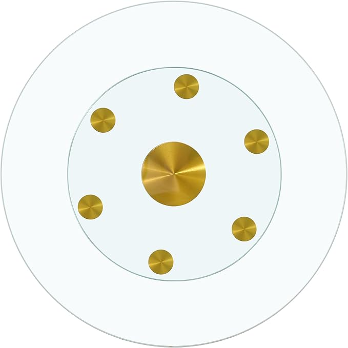 24" Tempered Glass Lazy Susan Turntable, 360° Silent-Spin Round Clear Tabletop Rotating Tray, Centerpiece for Dining Tables, Smooth Rotation, for Banquets, Weddings & Family Gatherings