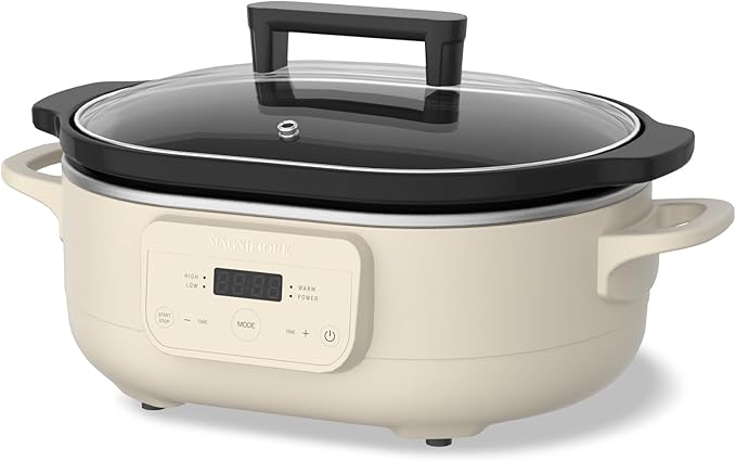 6 Quart Programmable Slow Cooker Removable Healthy Nonstick Crock Pot - Small Kitchen Appliance for Family Dinners - Serves 6+ People - Heat Settings: Keep Warm Oatmeal Oatmeal