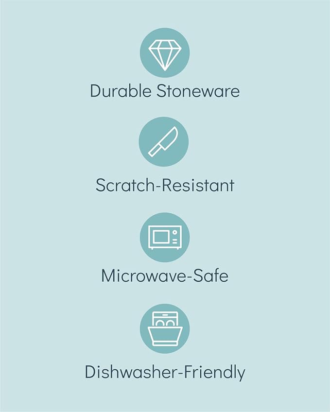 Matte Black Dinnerware Set - Ultra Chic Stoneware for 8-24pcs Plate Set - Dishwasher and Microwave Safe - Ceramic Plates and Bowls