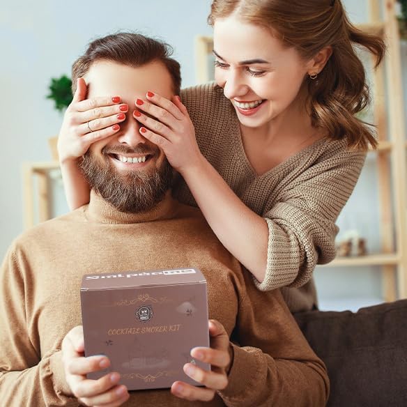 Cocktail Smoker Kit with Torch, Old Fashioned Smoker Kit for Bourbon Whiskey Drink, Smoker Infuser Kit with 4 Flavors Wood Chips, Birthday Christmas Gifts for Husband, Men, Dad (No Butane)