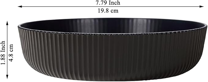 Kyraton Pasta Bowls Set of 4, 37oz Salad Bowls Soup Bowls Large Pasta Serving Bowl Plastic Unbreakable Serving Dishes Dinner Bowls (Black)