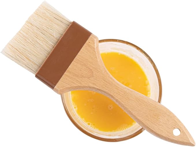 Restaurantware Pastry Tek 3 Inch Wide Buttering Brush 1 Boar Bristle Pastry Brush - Hardwood Handle Built-In Hanging Hole Wood Basting Brush Sturdy Ferrule For Glazing And Basting
