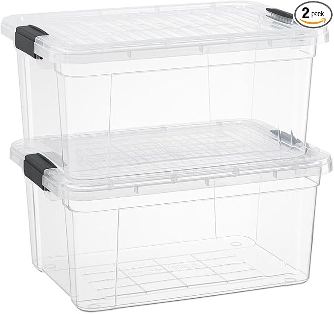 Superio Clear Storage Boxes with Lids, 20 Quart Plastic Container Bins for Organizing, Stackable Crates, BPA Free, Non Toxic, Odor Free, Organizers for Home, Office, School, and Dorm