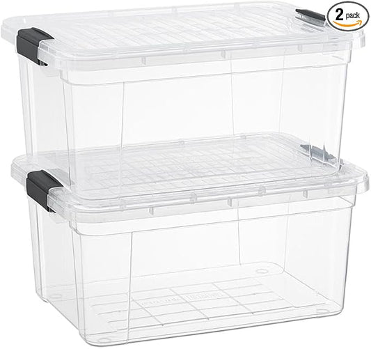 Superio Clear Storage Boxes with Lids, 20 Quart Plastic Container Bins for Organizing, Stackable Crates, BPA Free, Non Toxic, Odor Free, Organizers for Home, Office, School, and Dorm