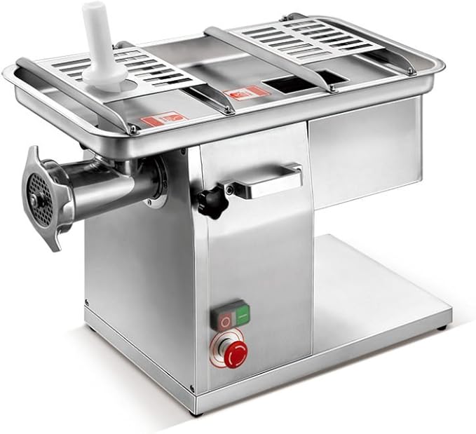 KWS JQ-58 Duo Function Commercial 1950W 2.6HP Electric 3mm Fresh Meat Cutter + Stainless Steel Meat Grinder All in One Grinding and Slicing Machine for Restaurant/Deli/ Butcher Shop