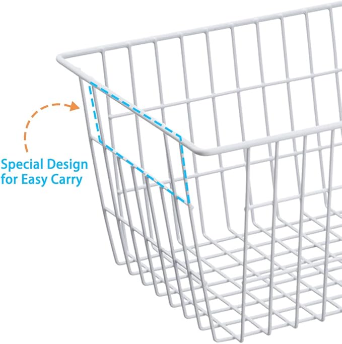SANNO 14" Wire Freezer Baskets, Farmhouse Metal Wire Storage Basket Freezer Storage Organizer for Kitchen Pantry, Set of 8
