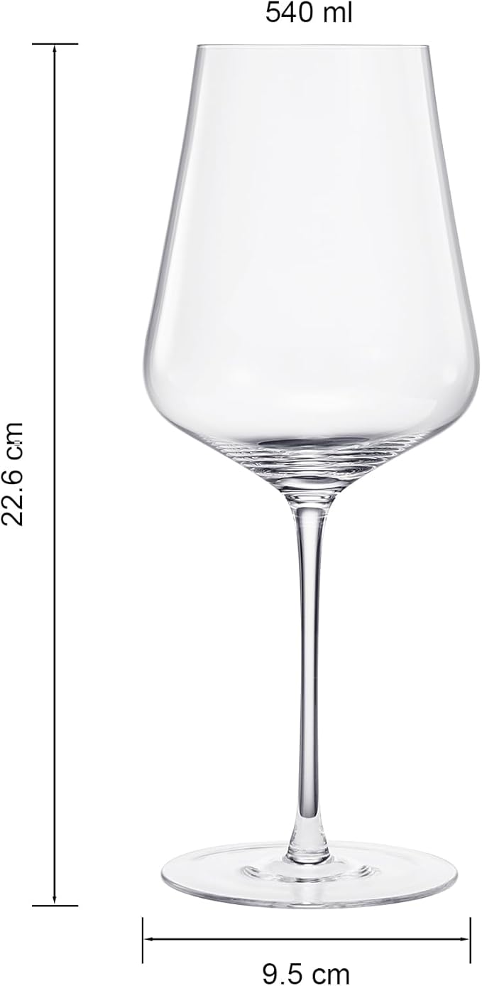 Universal All Purpose Modern Thin Crystal Wine Glasses, Worlds Lightest Wine Glass (88 Grams) Tall Long StemDurable & Resistant | 2 Set Glassware | Handblown & Lead-Free, Stemmed Unique Shape 18oz