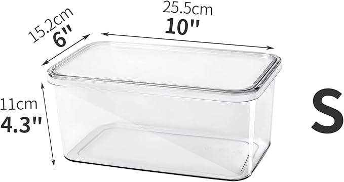 Clear Storage Bins With Lids,4 Packs Food Storage Organizer,Stackable Kitchen Cabinet,Bathroom Basket,Fridge Organization.Pantry Transparent Containers For Fruits,Drinks