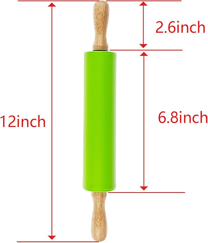 6 Pack Small Rolling Pin for Kids, Kids Rolling Pin for Home Kitchen (6 colors) (12 Inch)