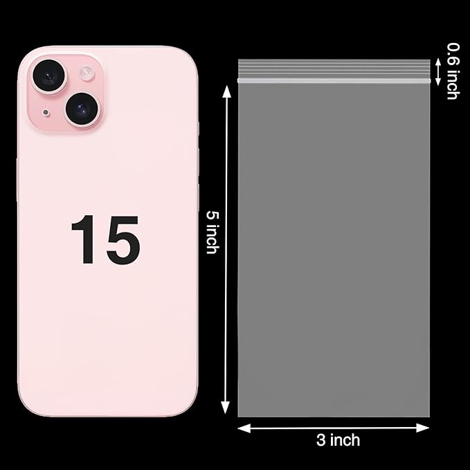 360pcs 3 x 5 inch Plastic Bags, 2 mil Jewelry Bags, Clear Small Zip Bag, Resealable Zip Bag for Small Business, Storage, Candy