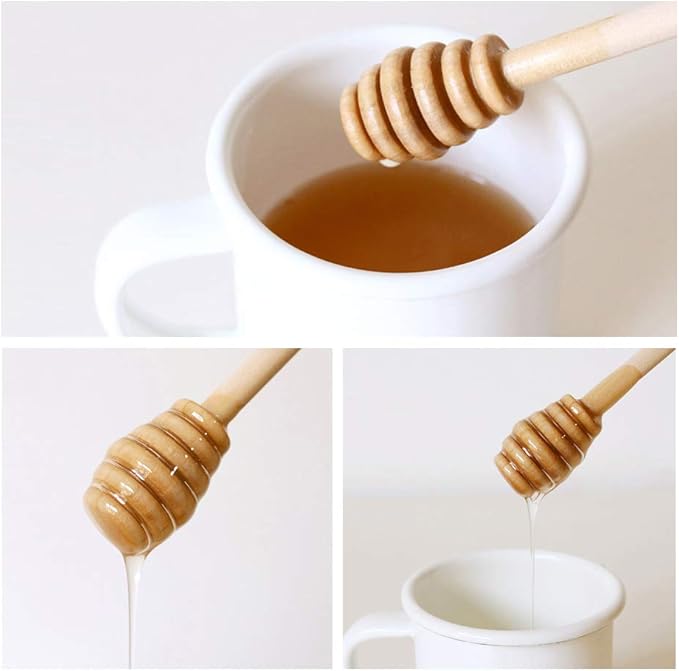 12 Pack Mini Wooden Honey Dipper Sticks, Honey Dippers 6 inch with Individually Wrapped Server for Honey Dispense Drizzle Honey and Wedding Party Favors