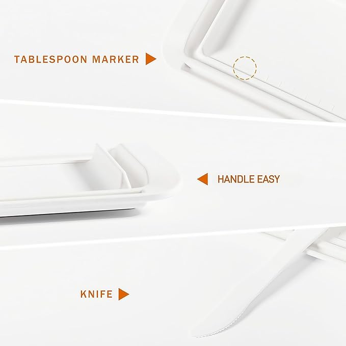 Butter Dish with Lid, Large Butter Dish with Lid for Countertop, Built-in Knife Slot Butter Keeper for Kitchen or Fridge, Bamboo Fiber Butter Tray, Butter Holder for 2 Sticks(White, Large)