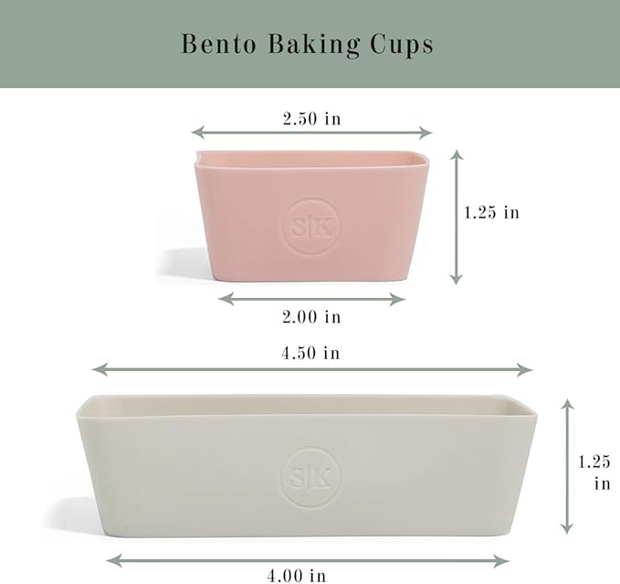 The Silicone Kitchen Reusable Silicone Bento Baking Cups, Non-Toxic, BPA Free, Dishwasher Safe Bento Box Accessories Lunch Box Dividers, Square and Rectangle, 24 Pack, Pink, Blue, Gray