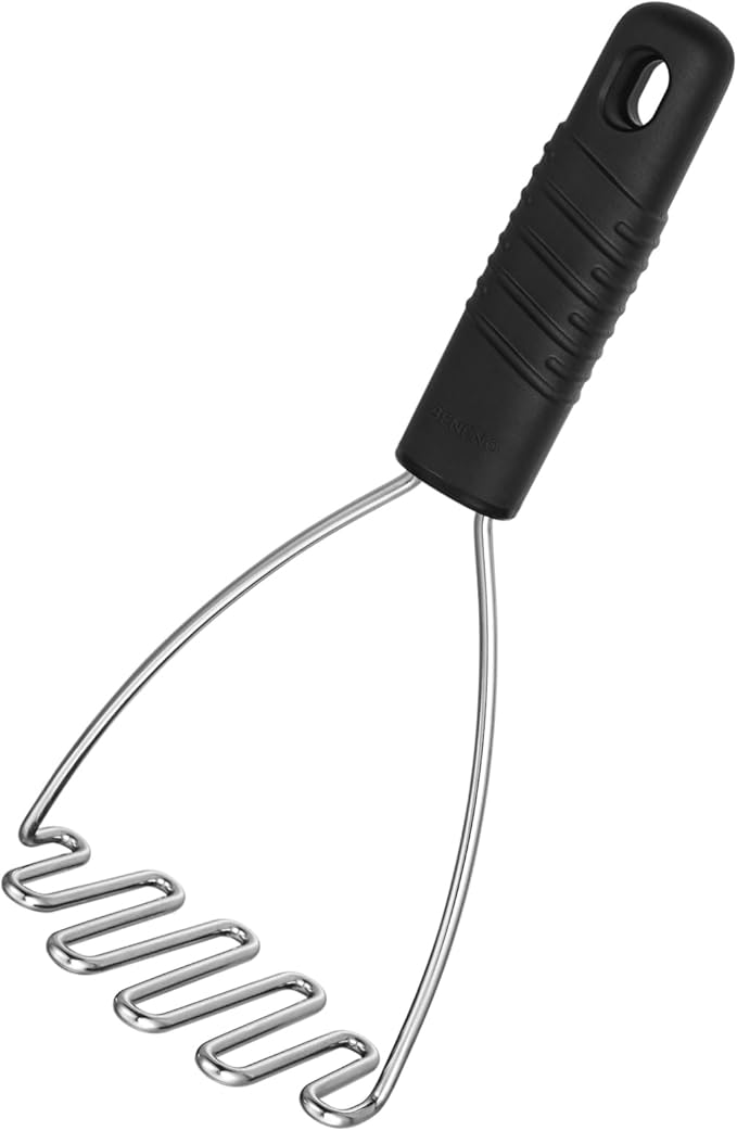 Beneno Stainless Steel Wire Potato Masher, Heavy Duty Sturdy Easy Grip Masher Kitchen Tools with Non-Slip Soft Rubber Handle, Effortless Mashing Tool for Potatoes, Avocados, Dishwasher Safe, Rustproof