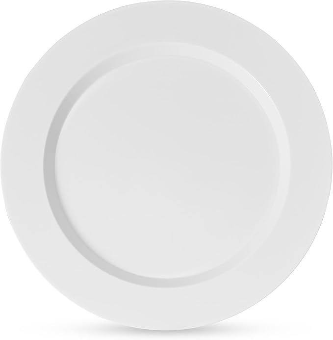Munfix 00 White Plastic Plates Set, 50 Pcs 10 Inch Plastic Dinner Plates and 50 Pcs 7 Inch Plastic Dessert Plates, Elegant Fancy Heavy Duty Disposable Plates for Party, Wedding, White