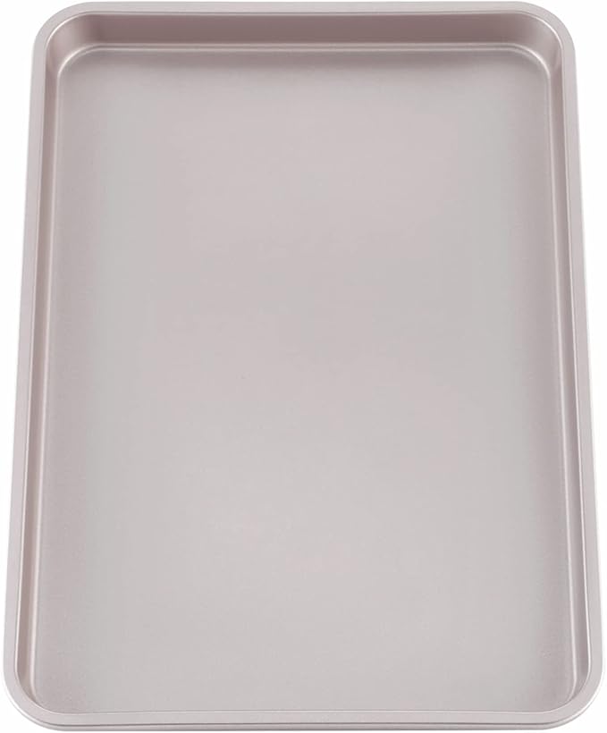 CHEFMADE 15-Inch Baking Sheet Pan, Non-Stick Carbon Steel Rimmed Cookie Sheet Pan for Oven Roasting Meat Bread Jelly Roll Battenberg Pizzas Pastries 10.6" x 15.6" x 1" (Champagne Gold)