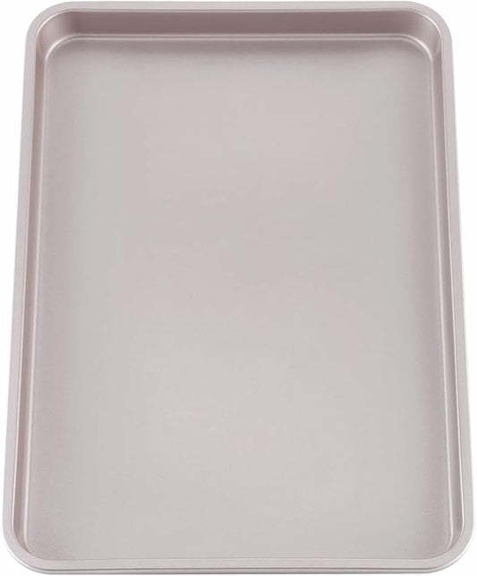 CHEFMADE 15-Inch Baking Sheet Pan, Non-Stick Carbon Steel Rimmed Cookie Sheet Pan for Oven Roasting Meat Bread Jelly Roll Battenberg Pizzas Pastries 10.6" x 15.6" x 1" (Champagne Gold)