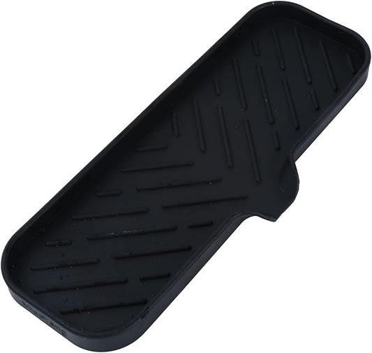 Silicone Bathroom Soap Dishes with Drain Spout-Bathroom and Kitchen Sink Organizer,Sponge Holder,Dish Soap Tray,Perfect for Dispenser,Scrubber,Bottle,Cup on Sink or Counter-Black 12"×4"