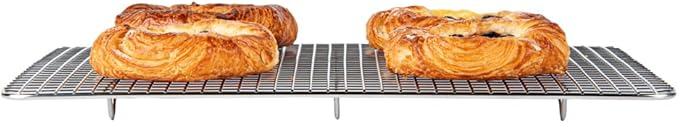 Restaurantware Met Lux 9.8 x 14.8 Inch Wire Baking Rack 1 Heavy-Duty Oven Wire Rack - Fits Jelly Roll Pan Dishwashable Stainless Steel Cooling Rack Elevated Feet Oven-Ready Up To 575F