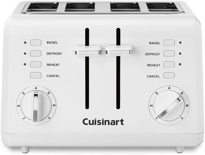Cuisinart CPT-142P1 4-Slice Compact Plastic Toaster, White & HM-50 Power Advantage 5-Speed Hand Mixer, White