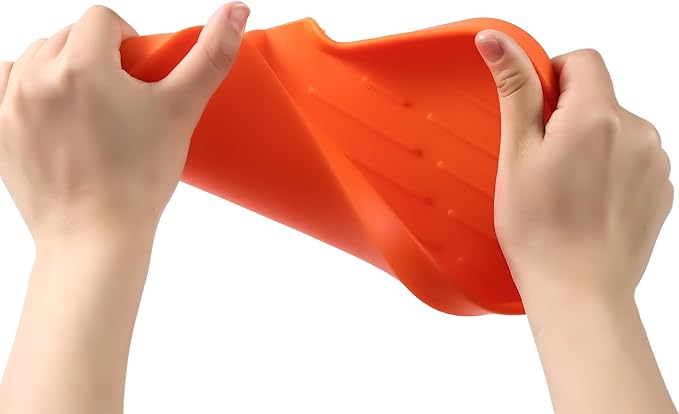 Silicone Bathroom Soap Dishes with Drain Spout-Bathroom and Kitchen Sink Organizer,Sponge Holder,Dish Soap Tray,Perfect for Dispenser,Scrubber,Bottle,Cup on Sink or Counter-Orange 9.6"×5.3"