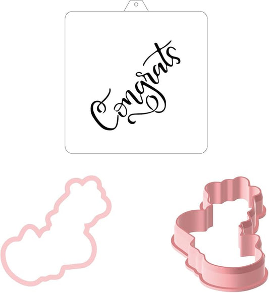 Congrats Hand Lettered Stencil and Cookie Cutter, Cookie Stencil, Cutter Stenci(Congrats)