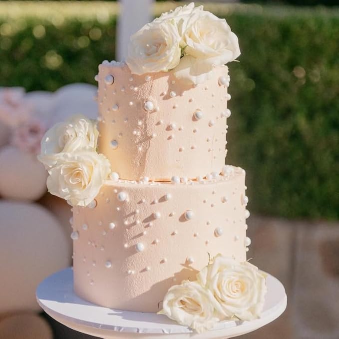 4 in 1 Edible White Pearl Sugar Sprinkles 6 oz, 4 sizes Candy Pearls Ideal for Baking, Cake and Cupcake Toppers, Cookie Decoration, Ice Cream Topping, Wedding Shower Valentines Halloween Christmas