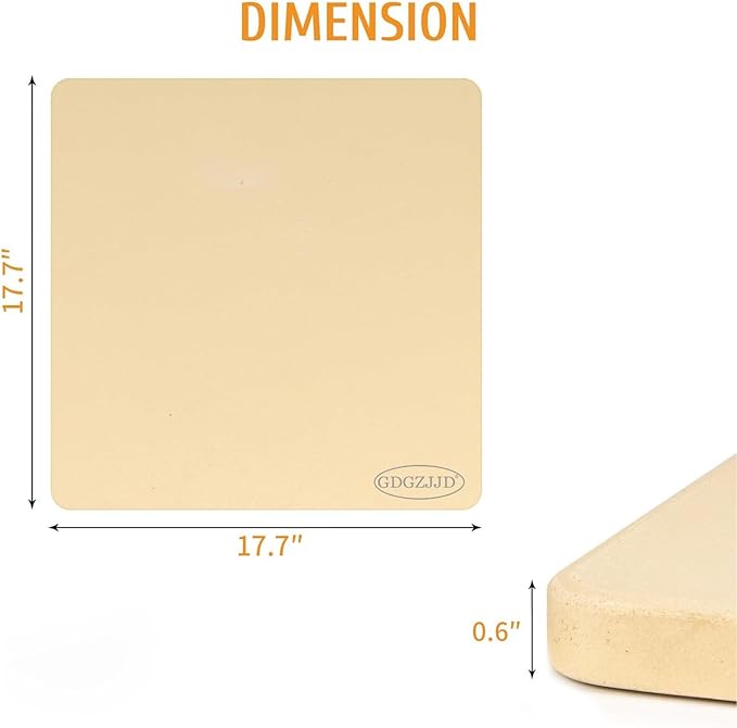 Extra Large Pizza Stone 17.7" x 17.7",Cooking Stone for Grill Rectangular, Baking Pizza Stone for bread, Ideal for Grilling Baking Several Sizes of Pizzas