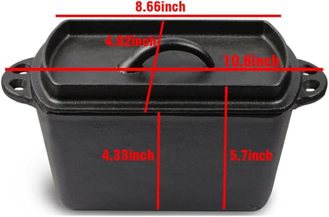 Voulosimi Cast Iron Loaf Oven Pan - 4.33"x4.92"x8.66" Durable Loaf Pans Rectangular Baking Pan for home baking (Bread Pan, 2 x 2 QT)