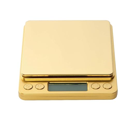 Street Kingz Gold Digital Scale - High Precision 500g Capacity Food Scale with Multi- Unit Conversion & Piece Counting - Includes 2 Weighing Bowls & 2 AAA Batteries