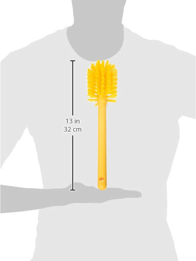 SPARTA Large Water Bottle Brush Ideal for Wide-Mouth Jars, Bottles and Tumblers, Dishwashing Tool with Handle for Home and Commercial Kitchens, Plastic, 12 Inches, Yellow