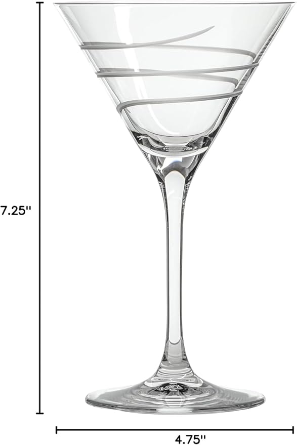 Rolf Glass Twist Martini Cocktail Glass | Set of 2 10oz Glasses | Lead-Free Glass | Engraved Martini Glasses | Proudly Made in the USA
