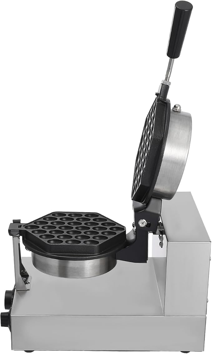 Hexagonal Egg Bubble Waffle Maker, 1300W Commercial Egg Waffle Making Machine, 122-572°F Honeycomb Double Sided Heated Waffles Maker with 180°Rotatable 2 Pans and Bent Handles