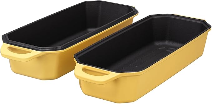 Bread Pan Cast Iron Loaf Pan with Lid Bread Loaf Pan 13x5 Inch Enameled Cast Iron Sourdough Bread Pan,Yellow