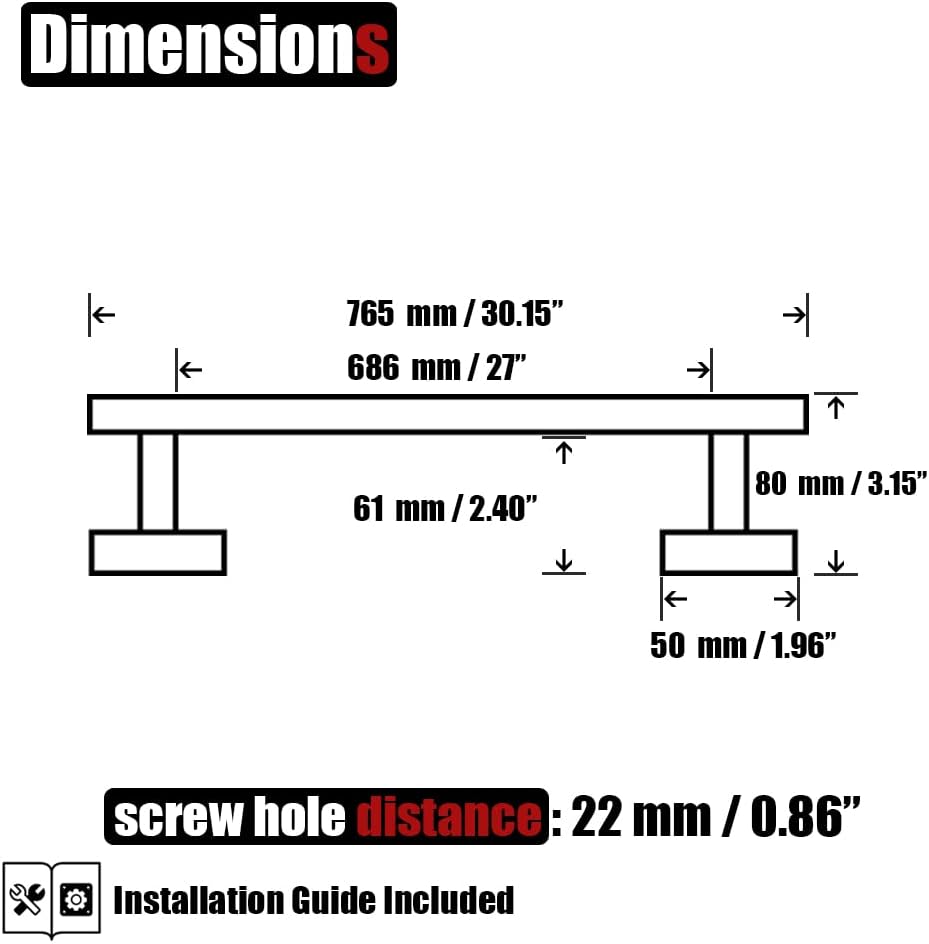 JQK Chrome Bath Towel Bar, 30 Inch 304 Stainless Steel Thicken 0.8mm Towel Rack Bathroom, Towel Holder Polished Finished Wall Mount, Useable Length 27 Inch, TB110L27-CH