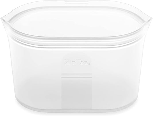 Zip Top Reusable Food Storage Bags | Large Dish [Frost] | Silicone Meal Prep Container | Microwave, Dishwasher and Freezer Safe | Made in the USA